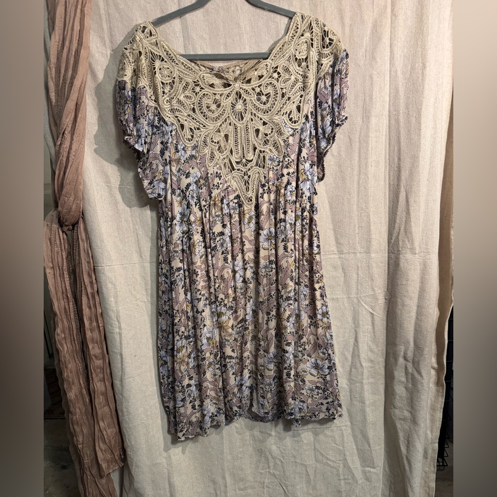 Free People Cream Lace Floral Blouse- NWOT